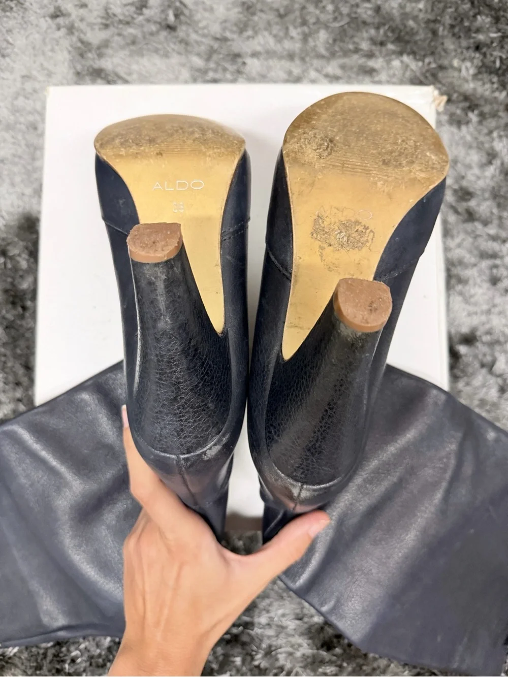 ALDO Navy Knee High Leather Boots
